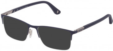 Police VPL884 sunglasses in Matt Palladium/Blue