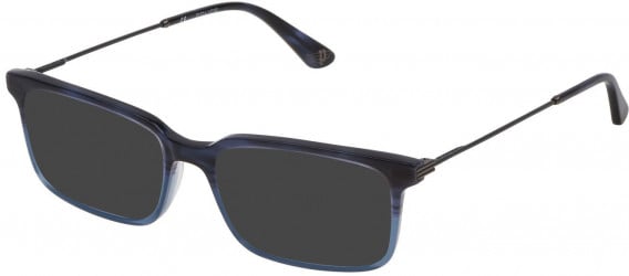 Police VPL687 sunglasses in Shiny Striped Blue/Azure