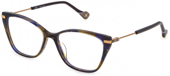 Yalea VYA024 glasses in Shiny Striped Blue/Brown