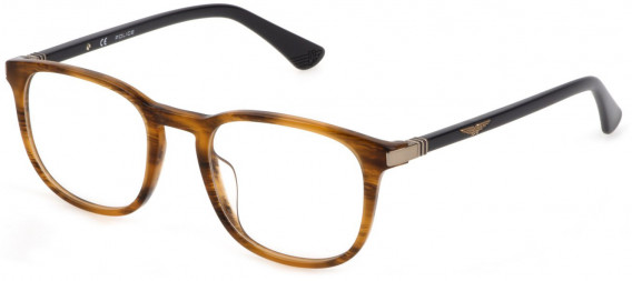 Police VPLD96 glasses in Shiny Striped Brown/Mustard