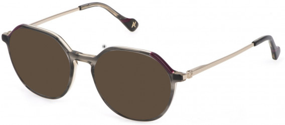 Yalea VYA044V sunglasses in Shiny Striped Grey/Brown