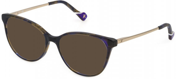 Yalea VYA010 sunglasses in Shiny Striped Blue/Brown