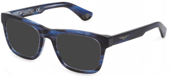 Police VPLE37 sunglasses in Shiny Striped Blue