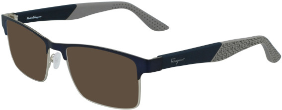 Ferragamo SF2216 sunglasses in Matte Blue/Silver