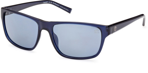 Timberland TB9296 sunglasses in Shiny Blue/Smoke Polarized