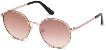 Guess GU7556 sunglasses in Shiny Rose Gold/Bordeaux Mirror