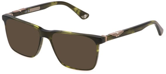 Police VPLL71 sunglasses in Shiny Military Striped Green