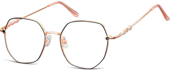 SFE-10671 glasses in Shiny Pink Gold/Matt Black