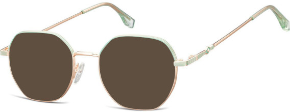 SFE-10682 sunglasses in Pink Gold/Matt Green