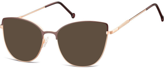 SFE-10924 sunglasses in Shiny Pink Gold/Matt Brown