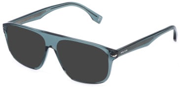 Police VPLQ65 sunglasses in Shiny Clear Petrol