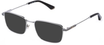 Police VPLQ74 sunglasses in Shiny Palladium/Grey