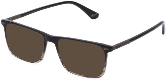 Police VPLQ68-52 sunglasses in Shiny Striped Grey