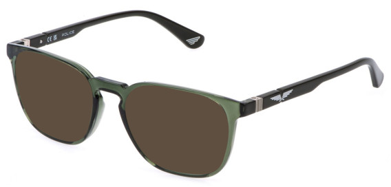 Police VPLQ67 sunglasses in Shiny Transparent Green