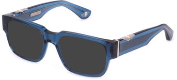 Police VPLP11 sunglasses in Shiny Transparent Blue