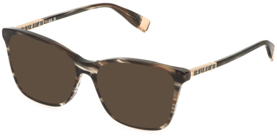 Furla VFU874 sunglasses in Shiny Striped Grey/Brown