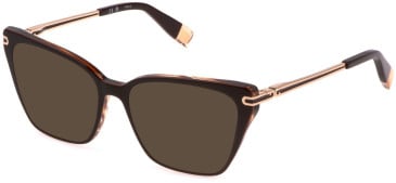 Furla VFU724 sunglasses in Dark Brown/Striped Brown